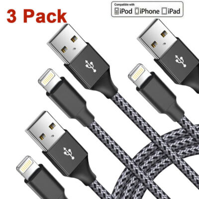 3 Pack Fast Charger Cable Heavy Duty For iPhone 13 12 11 X XR 8 7 Charging Cord