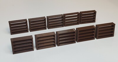 Set of 10 Empty Shelves/ Shelving - Dark Brown Wood Colored - HO Scale Lot NEW