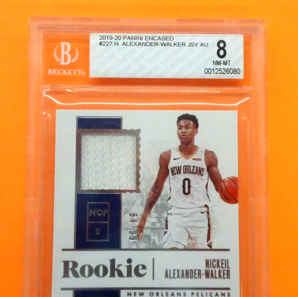 Nickeil Alexander-Walker 2019-20 ENCASED ROOKIE MEM/AUTO 84/99 Card #227 GRADE 8 - Image 3 of 3