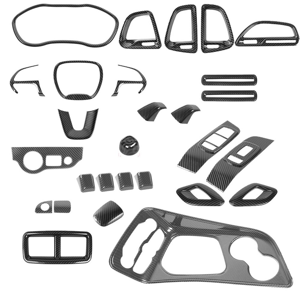 4PCS TESIN Steering Wheel Decoration Cover Trim For Dodge Challenger 2015+ – ABS, Easy Install, Black