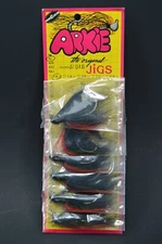 Arkie Original Jigs Lure,Weedless AJ,1/8 Oz,Black & Red,6 On Card,New