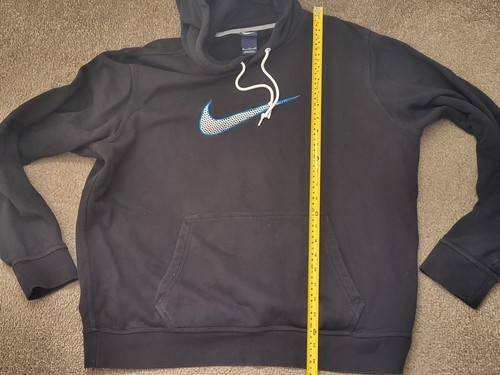 Mens Nike Center Embroidered Swoosh Hoodie black Size XL 25" pit 26" long - Picture 8 of 9