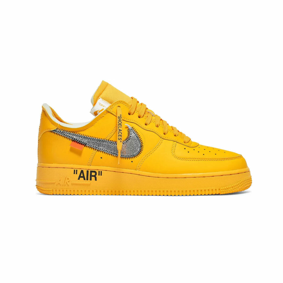 Size+5+-+Nike+Air+Force+1+Low+OFF-WHITE+University+Gold+Metallic+Silver for  sale online