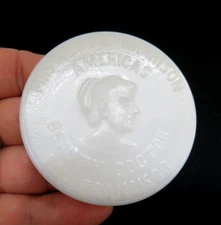 RARE Antique Milk Glass Jar  Make-Up Face Cream ~ Nettie Harrison  San Francisco