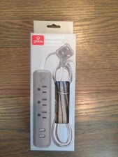 Globe Electric Designer Series 6 ft 3 Outlet 2 USB Power Strip, light gray NIB