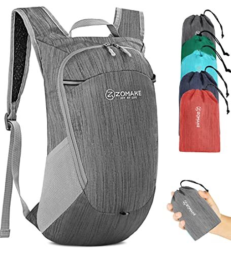 Ultra Lightweight 18L Packable Hiking Backpack - Foldable Small Medium Grey