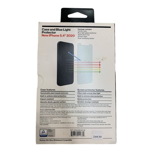 Verizon Clear Case & Blue Light Screen Protector for iPhone 12 Mini - Picture 2 of 2