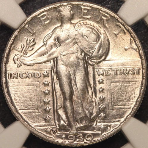1930 S Standing Liberty Quarter, NGC AU58, Very Choice AU, Sharp and Lustrous!