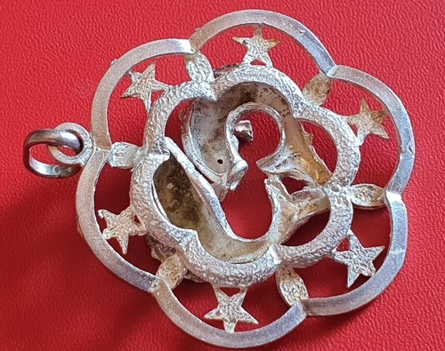 Pendente PESCI ♓️ SEGNO ZODIACALE ciondolo OROSCOPO vintage 70 Italy ARGENTO 925 - Foto 9 di 9