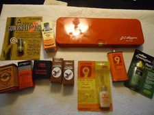 Vintage J.C. Higgins Gun Cleaning Kit  and Oils Patches  solvents  Hoppes