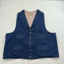 Wah Maker Blue Denim Vest Waist Coat Size 2X BIG Made USA Western Frontier