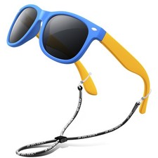 RIVBOS Kids Sunglasses Polarized UV Protection Flexible Rubber Medium, Blue