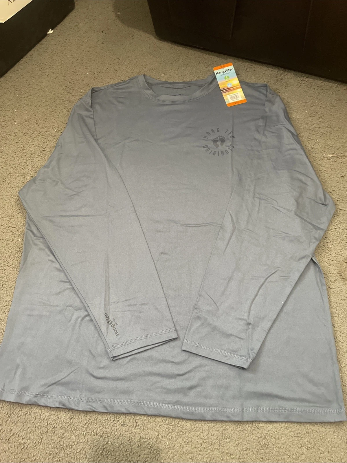 Hang Ten Shirt Mens XXL Blue Beach Surf Long Sleeve UV Protection UPF 50
