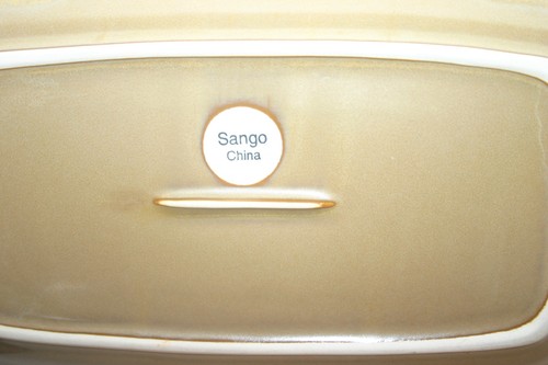 SANGO China Gold Dust Black Stoneware Covered Butter Dish B-196 - Picture 6 of 8