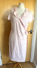 Plumo Ladies Dress XL 16 Linen Wrap Flower Ribbon Summer Midi Casual Smart