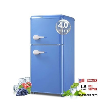 Retro Mini Fridge with Freezer Small Refrigerator with 7 Level 4.0 Cu. Ft Blue