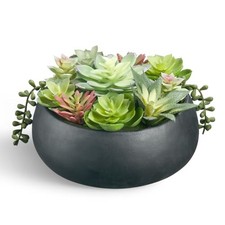 Artificial Succulent Plants in Pots,Large Fake Succulents with 8inch Black