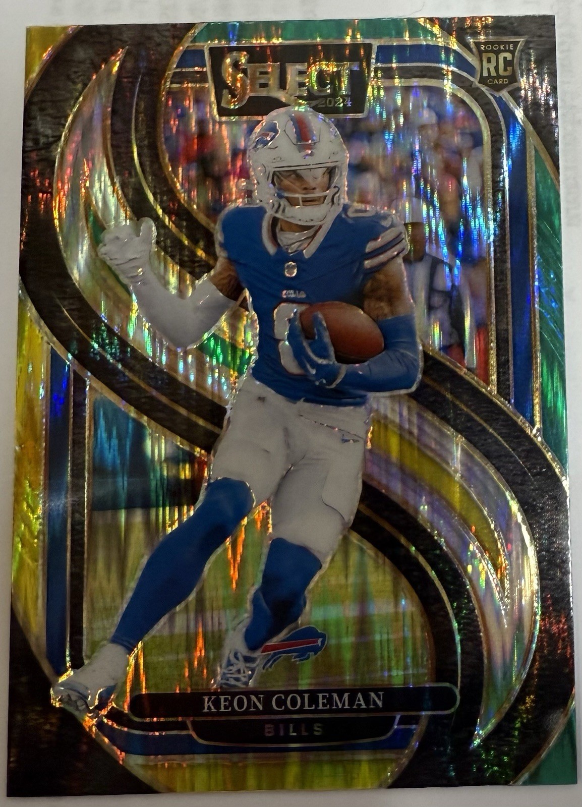 2024 Panini Select - Premier Level Keon Coleman #153 Green & Yellow Shock (RC)