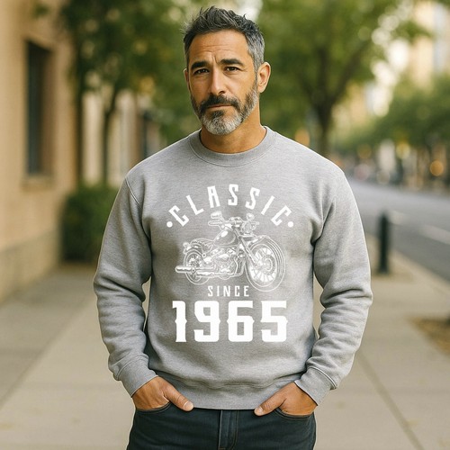 Personalised Classic Since Year Birthday Sweatshirt Any Age Motorcycle Gildan - Picture 7 of 19