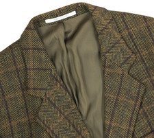 Men's 42 R Hugo Boss Herringbone Plaid 100 Virgin Lambs Wool Sport Coat Blazer