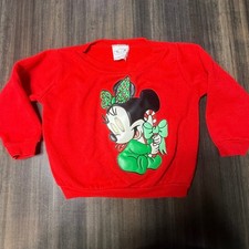Vintage Disney Minnie Mouse Christmas Sweatshirt Red Holiday 18 Months