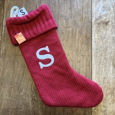 Wondershop Knit Monogram Christmas Stocking Letter S Red 18" NEW