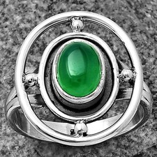 Natural Green Onyx 925 Sterling Silver Ring s.8 Jewelry R-1446