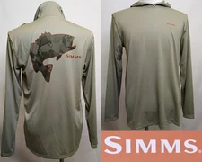 Simms Tech Hoody Men's M Artist Series Stone/Bass RC Olive Drab UPF #Z4908