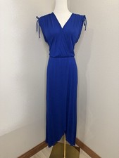 Fraiche by J Nordstrom Royal Blue Faux Wrap Midi Dress Medium NWT Made in USA