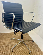 Genuine ICF Charles Eames Vitra chairs - set of 4 Leather Chrome Office Chairs