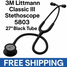 3M Littmann Classic III Stethoscope 5803 27" Black Tube Free Shipping