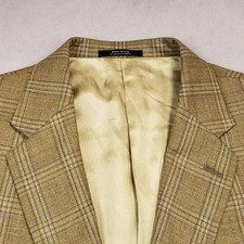 Hart Schaffner Marx Sport Coat Men's 46R Slim Windowpane Plaid Wool Two Button