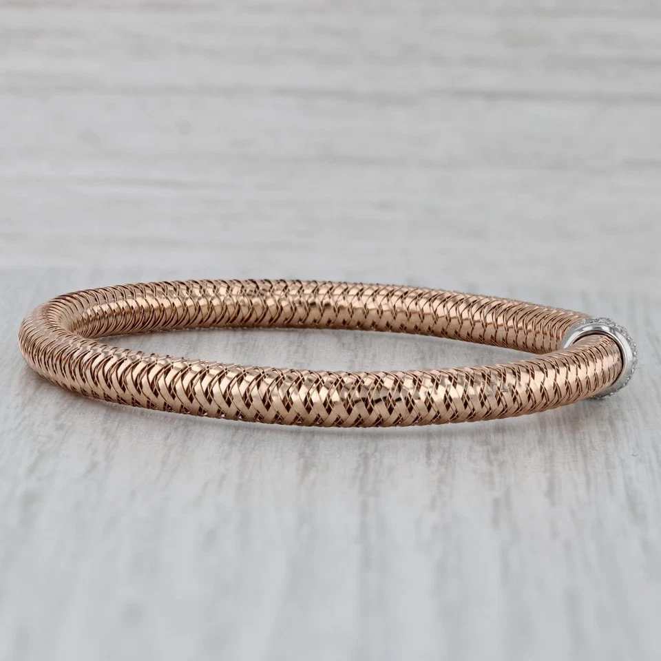 Brazalete Roberto Coin Primavera 0.22ctw Diamante Malla Elástico Oro 18k 6.75" Foto 4 de 4
