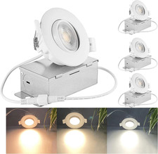 Dimmable 3" Gimbal LED Recessed Lights 3000K/4000K/5000K - Pack of 4