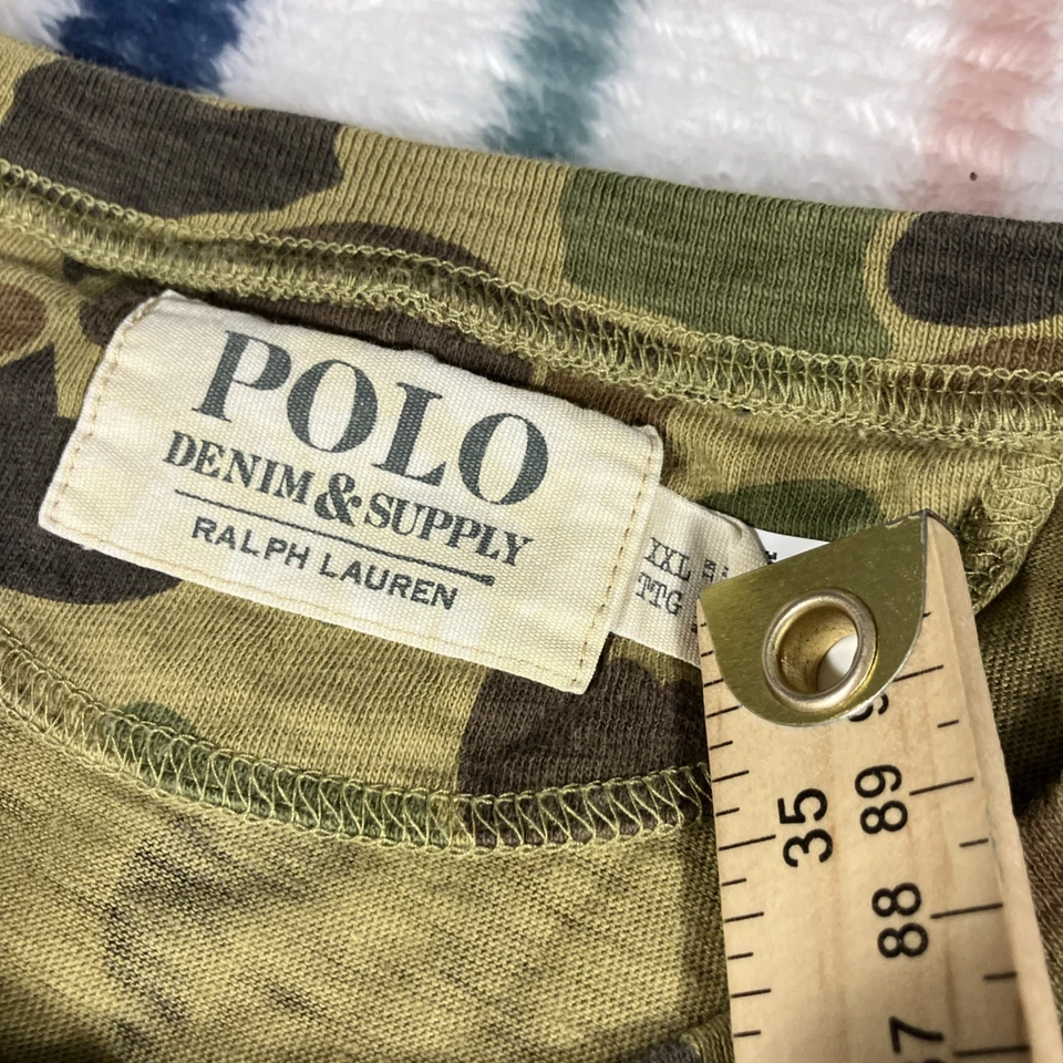 Camisa Polo Denim & Supply Ralph Lauren Para Hombres XXL Camuflaje Cuello Henley Camuflaje 872 Foto 2 de 4