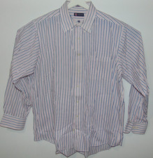 Chaps Men's Long Sleeve Button-Up Dress Shirt Size 17-17.5/34-35 White Striped