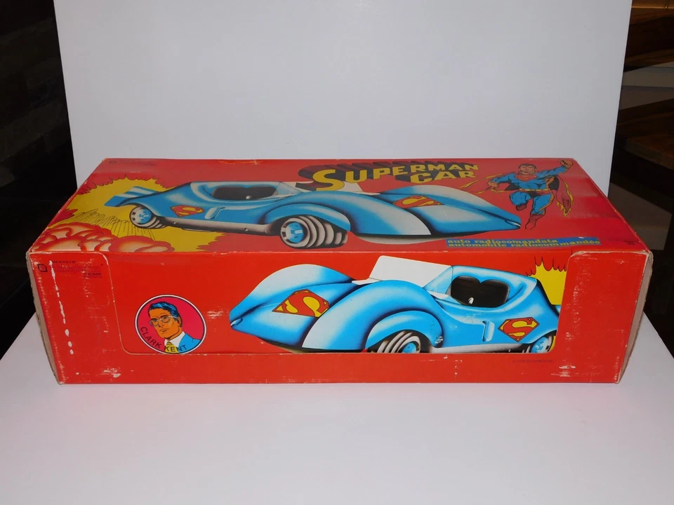VINTAGE 1979 FABIANPLASTICA SUPERMAN CAR - ITALY IMPORT - RARE UNUSED NEW - CIB - Image 2 of 4