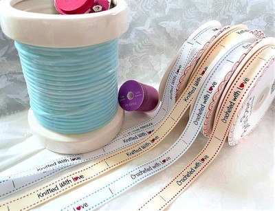 Bertie's Schleifen - MIT LIEBE GEHÄKELT / GESTRICKT - 2 Farben Ripsband -16 mm