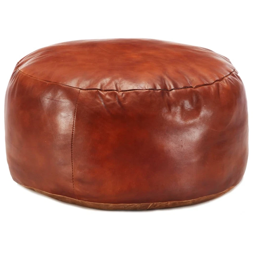 Pouf 60x30 cm Brun Roux Cuir Véritable de Chèvre Tabouret Repose-Pied vidaXL - Photo 1/1