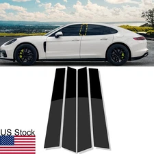 For Porsche Panamera 2017-2021 4PCS Glossy Black Pillar Posts Window Trim Covers