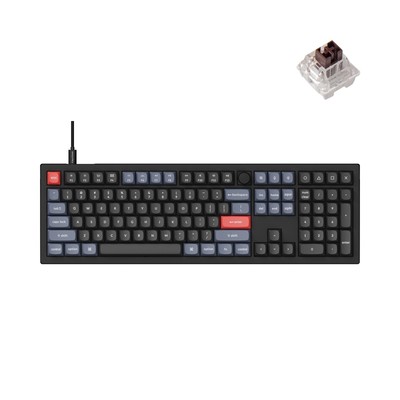 V6 Wired Custom Mechanical Keyboard Knob Version, Full-size QMK/VIA Programma...