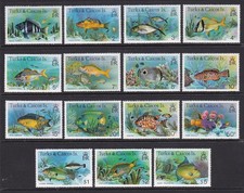 TURKS AND CAICOS ISLANDS 1978 FISH DEFINITIVE SET NEVER HINGED MINT