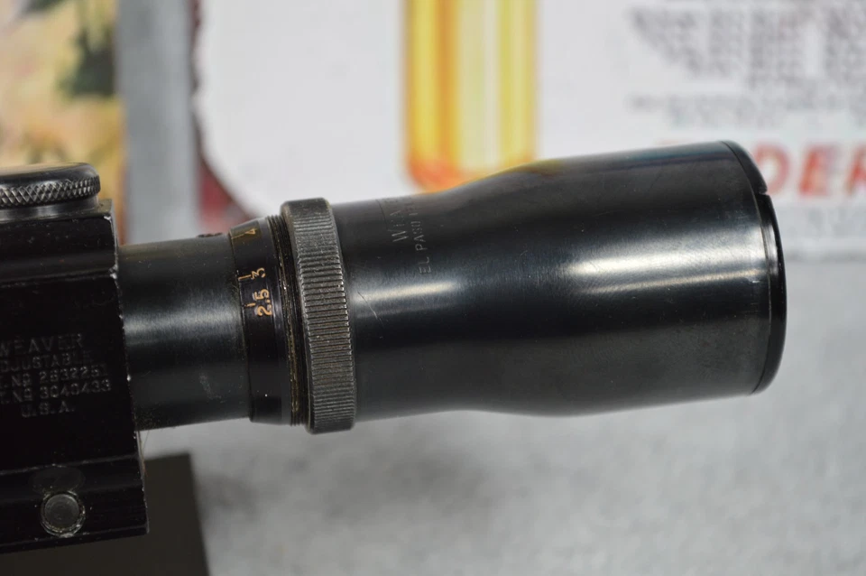 Mira telescópica de ajuste externa Weaver V8 vintage escasa con soportes de tejedor de acero Foto 2 de 4