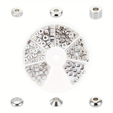 1box about 120pcs 5 styles 5mm/6mm Spacer Beads Stainless Steel Loose Beads