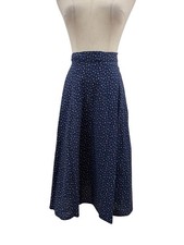 Vtg 70s Midi Wrap Skirt Navy Calico Floral Sz S Prairie Cottagecore Boho Indie
