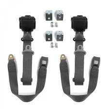 Ford Truck 1942 - 1947 Standard 3pt Charcoal Seat Belt Kit w/ Brackets - 2 Belt 