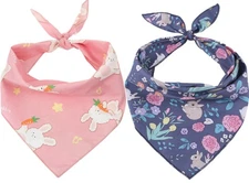 2 Pack Easter Dog Bandana Triangle Bib Pet Scarf Accessories for Spring