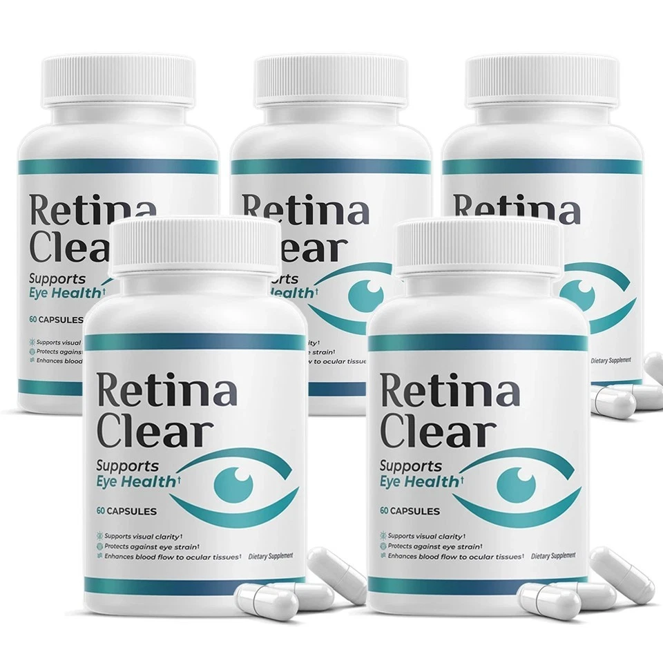5 Bottle Retina Clear Vision Support Supplement – Eye Health Formula with Lutein