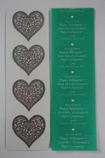 VINTAGE MRS GROSSMAN'S STICKERS Silver Brocade Hearts Envelope Seals Wedding
