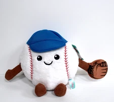 Linzy Toys White Baseball Fuzzy Plush Stuffed Toy 8"